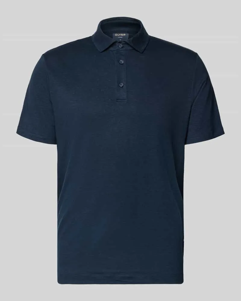 Olymp Regular Fit Poloshirt aus Leinen-Elasthan-Mix Marine
