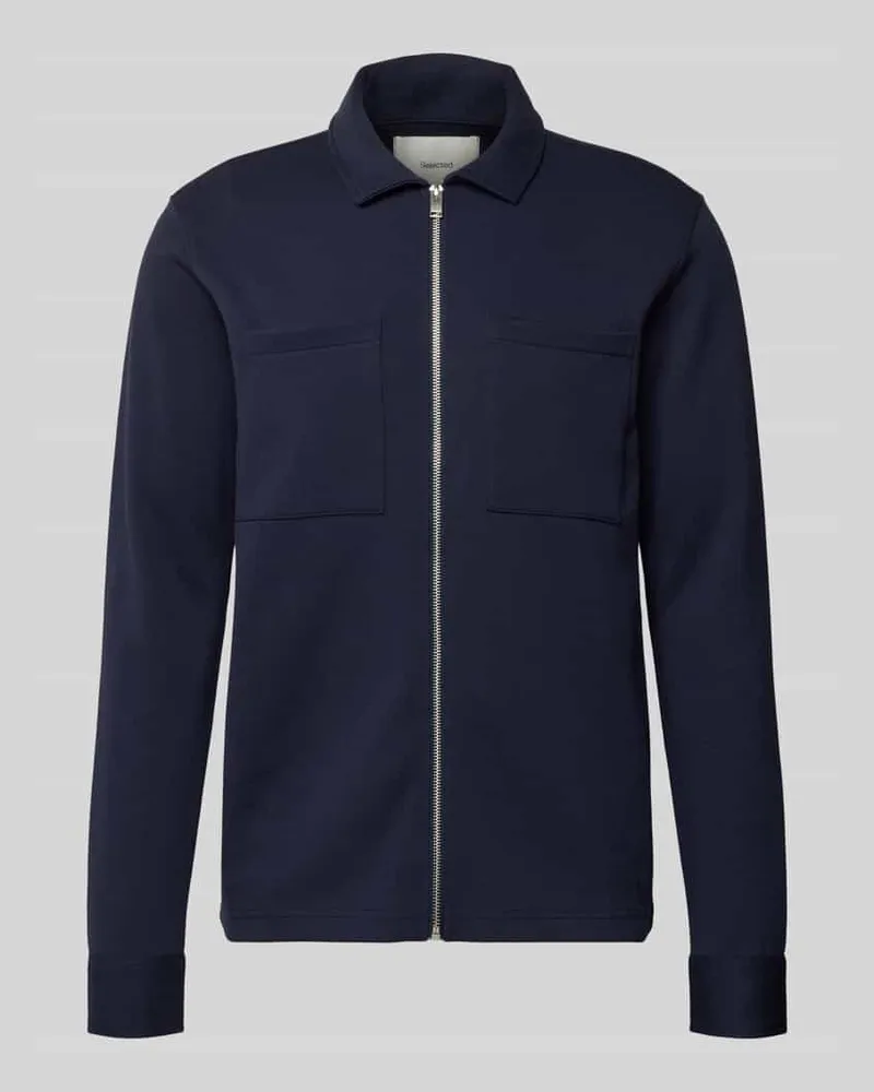 Selected Homme Regular Fit Sweatjacke aus Baumwoll-Mix Modell 'JACKIE Marine