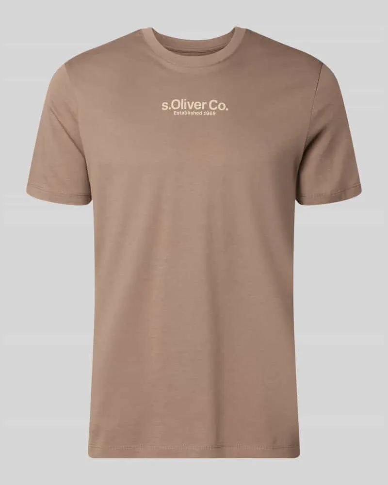 S.Oliver Regular Fit T-Shirt aus reiner Baumwolle Taupe
