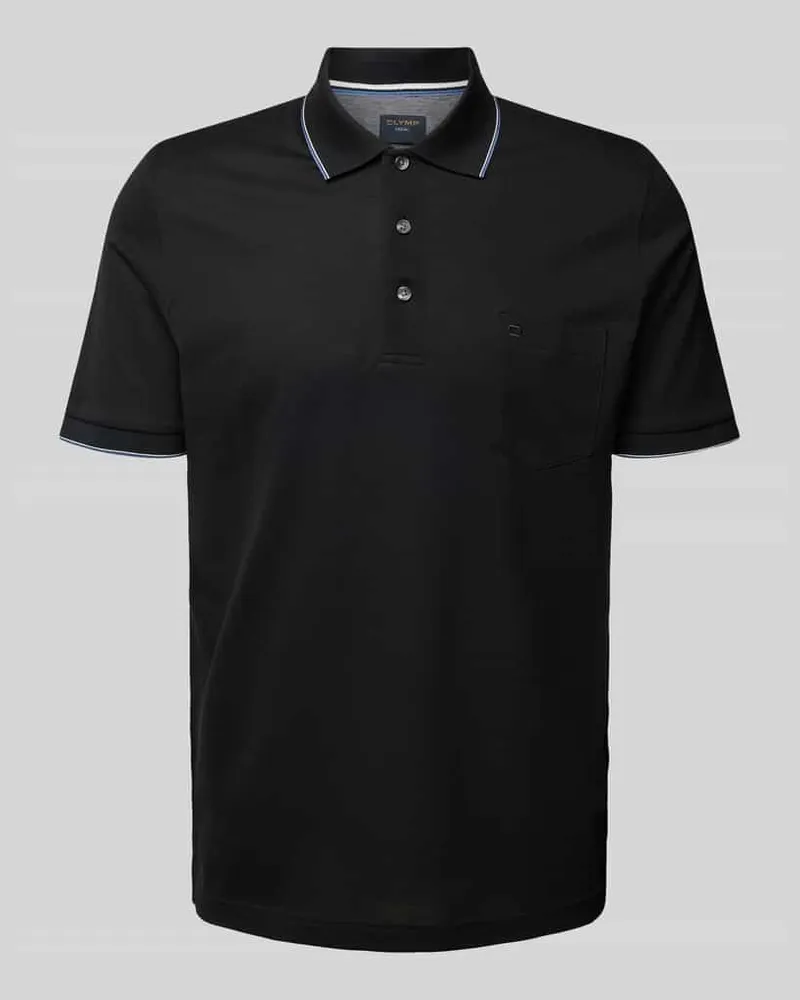 Olymp Slim Fit Poloshirt aus reiner Baumwolle mit Logo-Stitching 