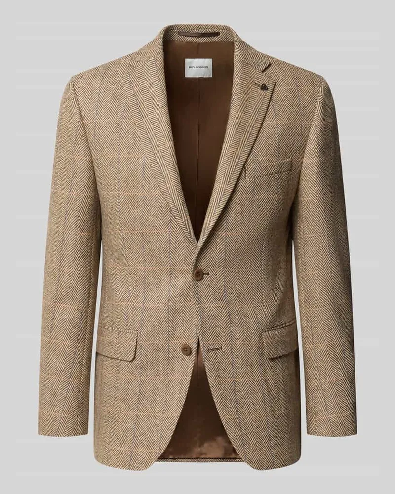 Roy Robson Slim Fit 2-Knopf-Sakko aus Schurwolle Beige