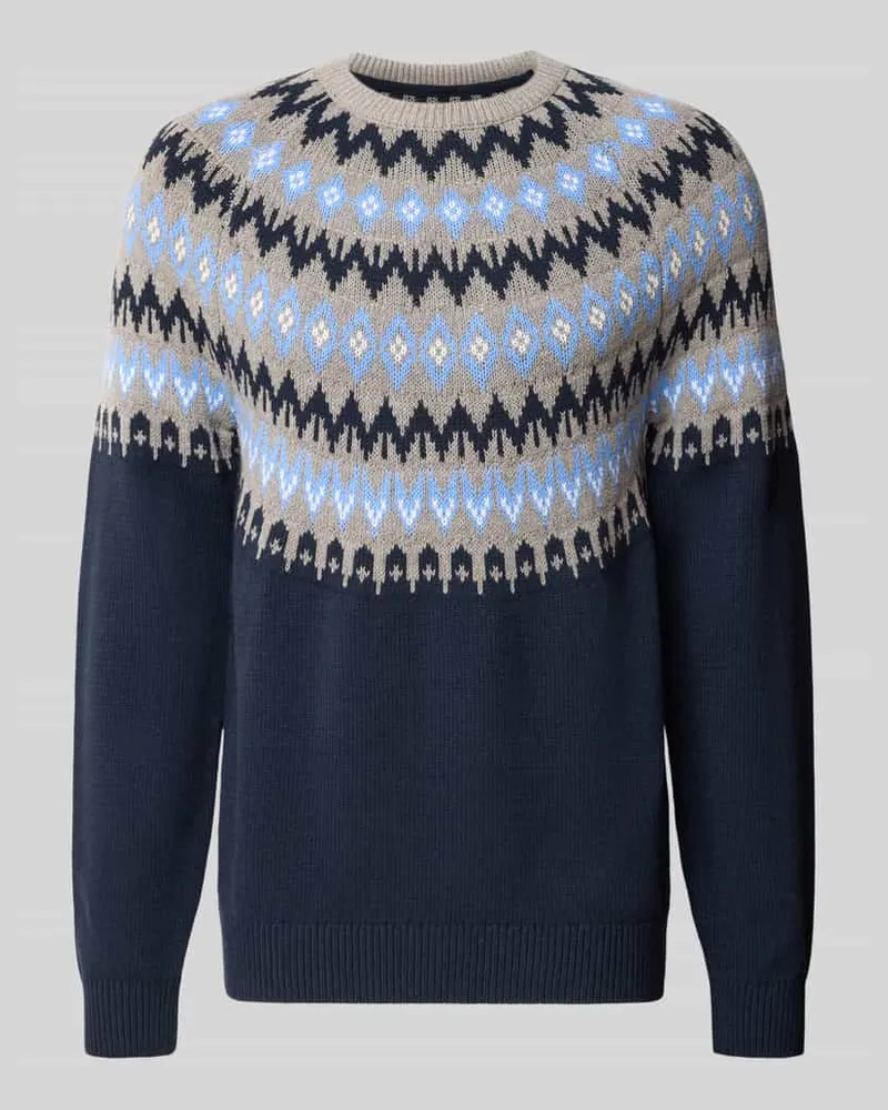 McNeal Strickpullover mit Norweger-Muster und Rundhalsausschnitt Dunkelblau