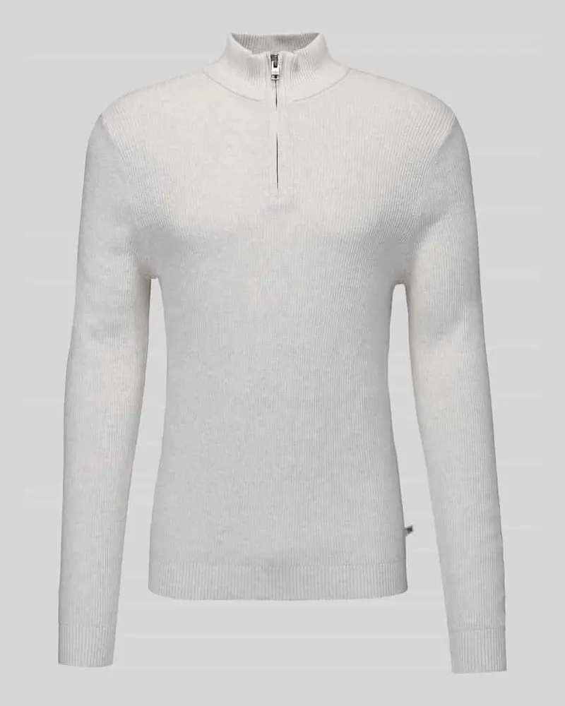 S.Oliver Regular Fit Troyer aus reiner Baumwolle Offwhite