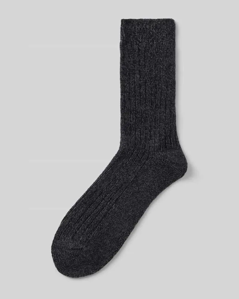Camano Socken mit Woll-Anteil mit Rippbündchen Modell 'cosy mouline Black