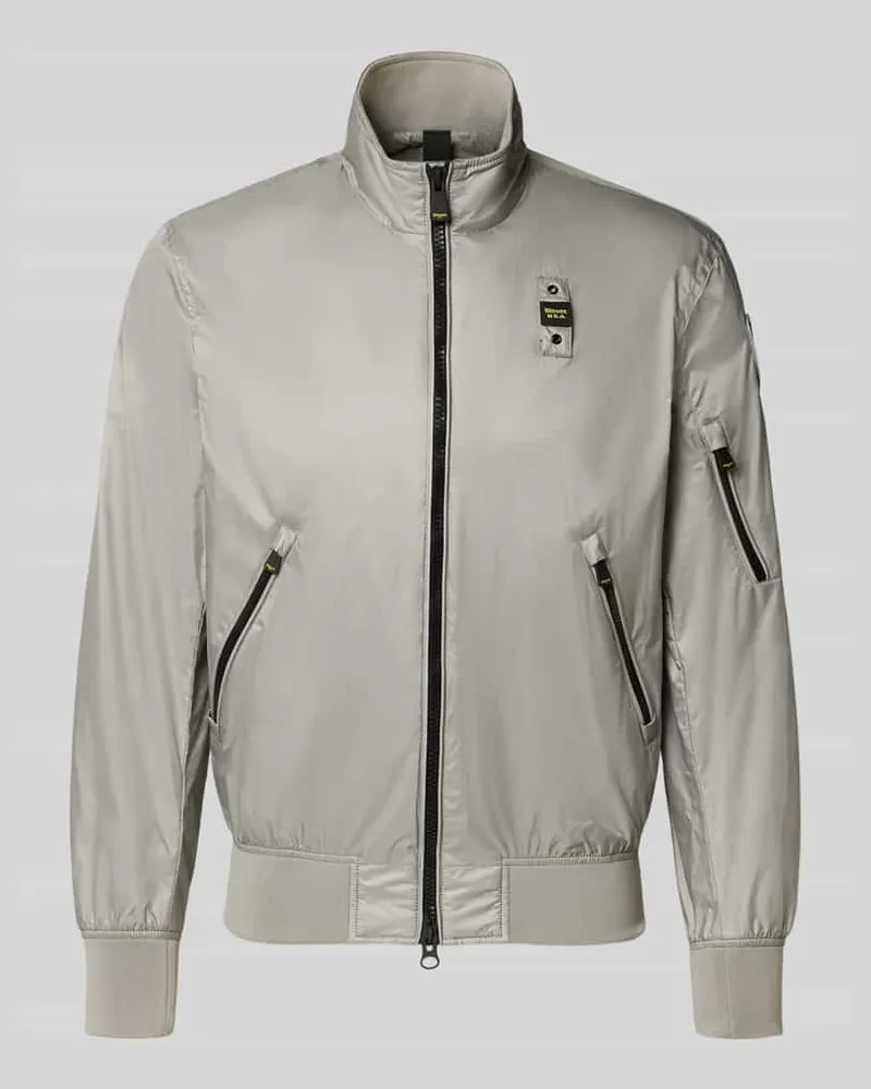 Blauer Jacke mit Reißverschlusstaschen Modell 'Brahms Hellgrau