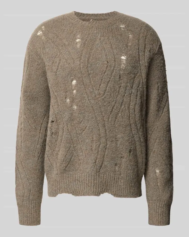 AllSaints Regular Fit Strickpullover im Destroyed-Look Taupe
