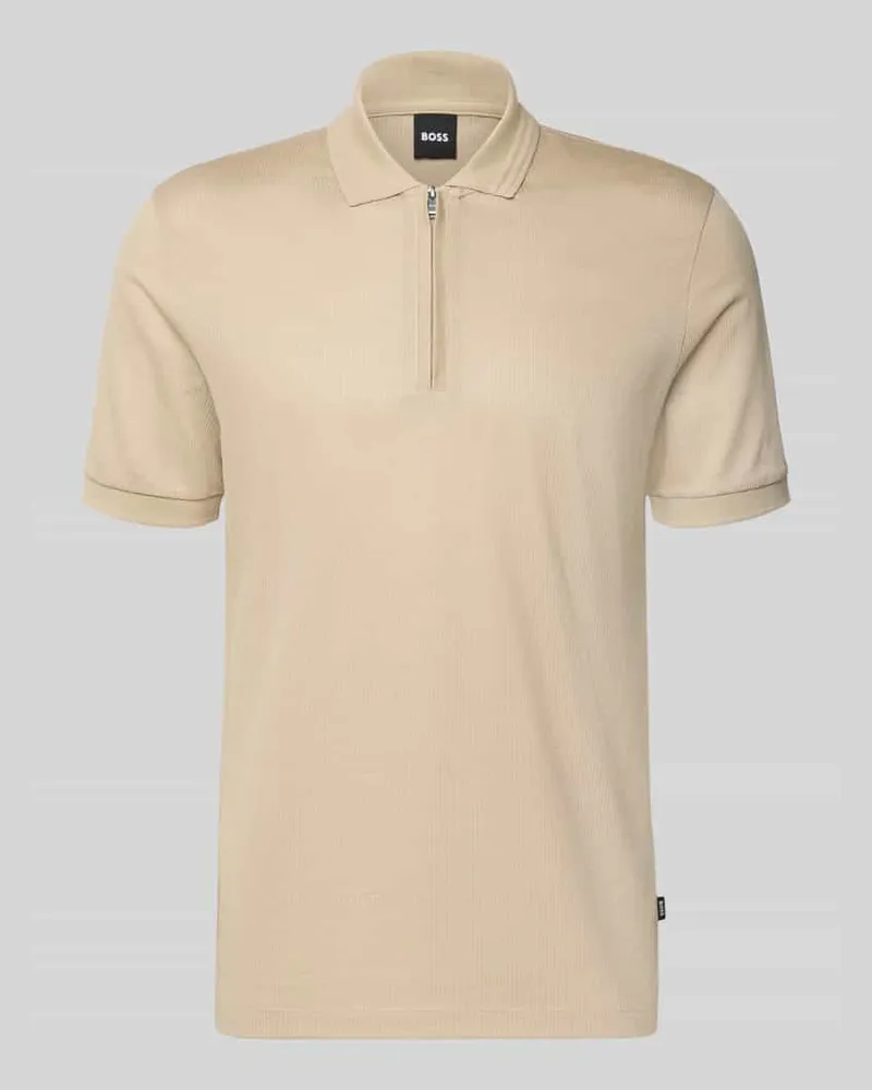 HUGO BOSS Regular Fit Poloshirt aus Baumwoll-Lyocell-Mix Modell 'H-PARAS 70 Beige