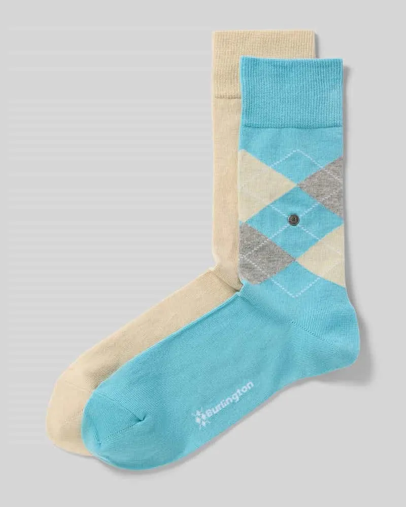 Burlington Socken mit Logo-Applikation im 2er-Pack Tuerkis