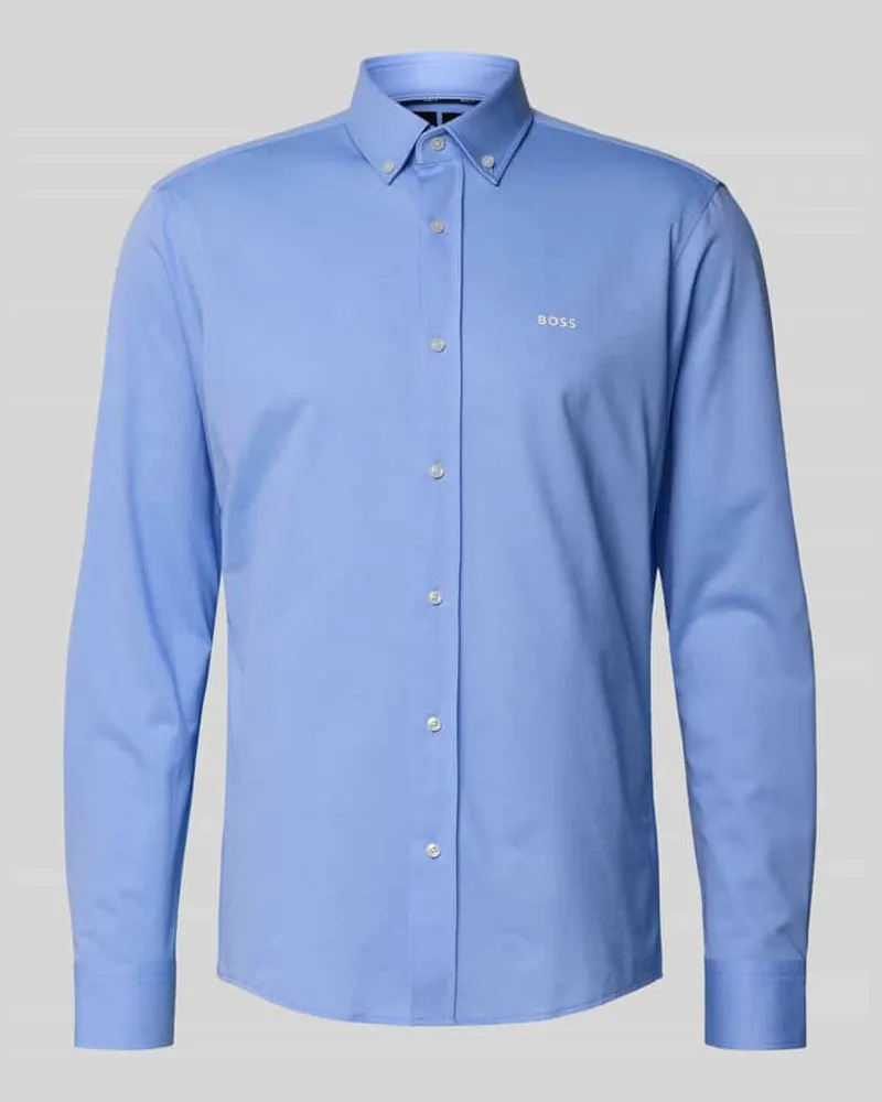 HUGO BOSS Regular Fit Businesshemd aus Pinpoint mit Stretch-Anteil Bleu