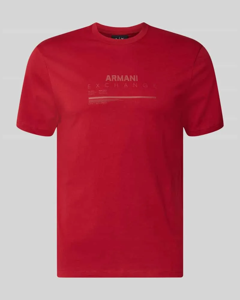 Armani Exchange Slim Fit T-Shirt aus reiner Baumwolle mit Logo-Print Rot
