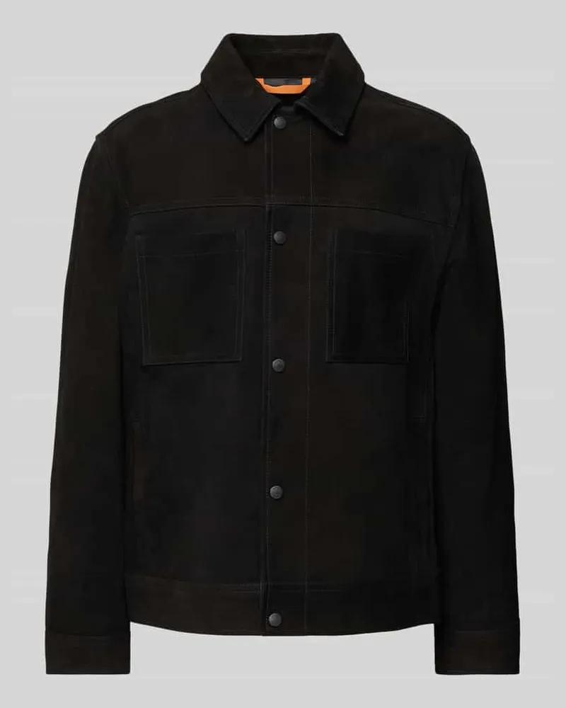HUGO BOSS Jacke in Leder-Optik Modell 'Jomare Black