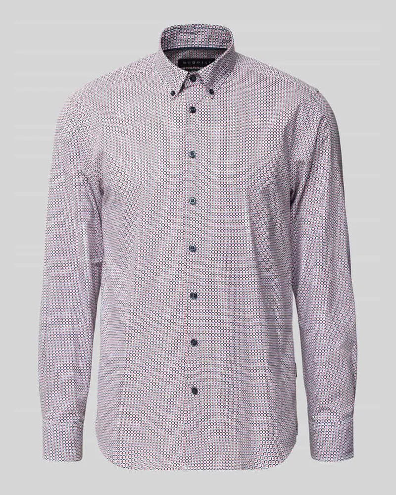Bugatti Regular Fit Freizeithemd mit Button-Down-Kragen Rot