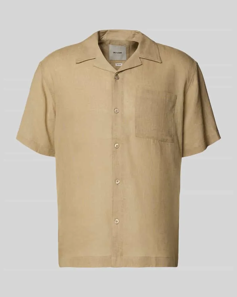 Only & Sons Relaxed Fit Freizeithemd aus Leinen-Viskose-Mix Modell 'LAURENCE Beige