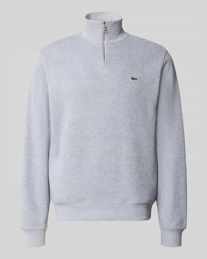 Lacoste Regular Fit Troyer aus reiner Baumwolle Hellgrau