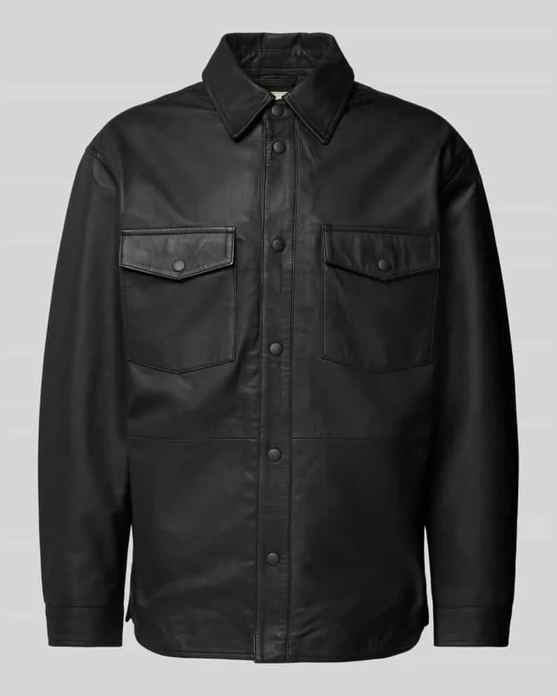 Jack & Jones Lederjacke mit Kentkragen Modell 'SERGE 