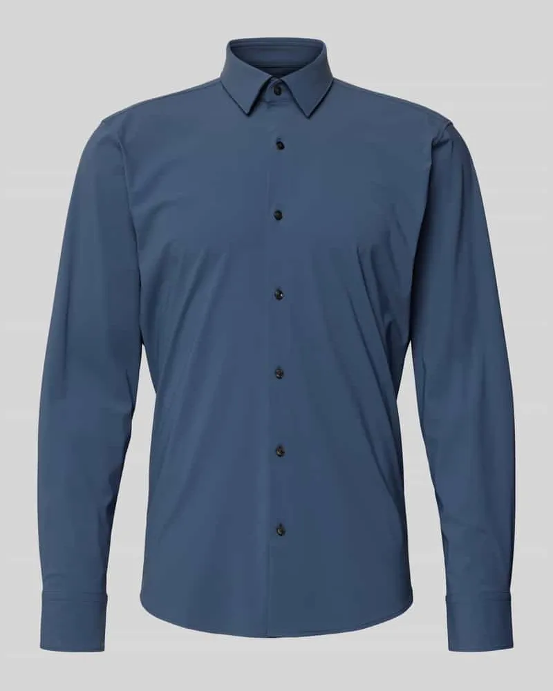 HUGO BOSS Regular Fit Businesshemd aus atmungsaktivem Material Modell 'JOE Jeansblau