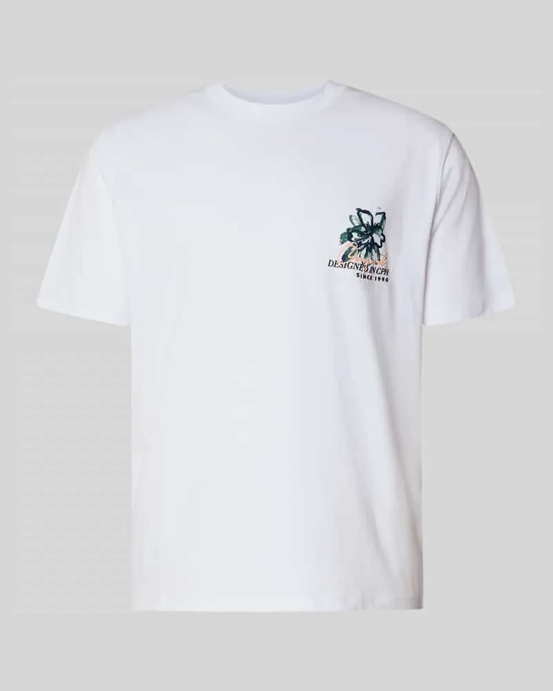 Jack & Jones T-Shirt mit Motiv-Print und Rundhalsausschnitt Weiss