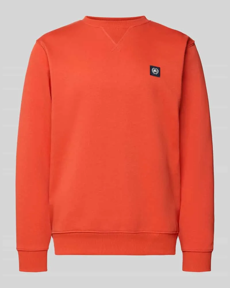 Lerros Sweatshirt mit Rundhalsausschnitt und Label-Patch Dunkelorange