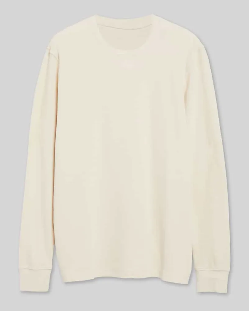 S.Oliver Regular Fit Langarmshirt aus reiner Baumwolle Beige