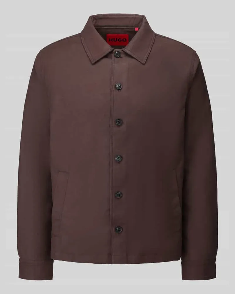 HUGO BOSS Blouson mit Label-Prägung Dunkelbraun