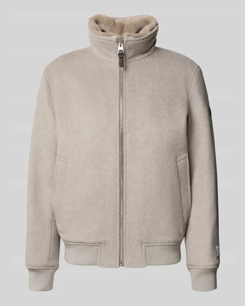 JOOP! Regular Fit Bomberjacke aus Woll-Mix mit Kaschmir-Anteil Modell 'Milton Taupe