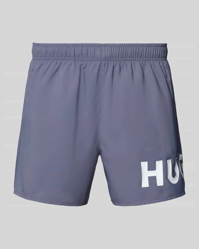 HUGO BOSS Badeshorts mit Label Print Modell 'MAKAI Mittelgrau