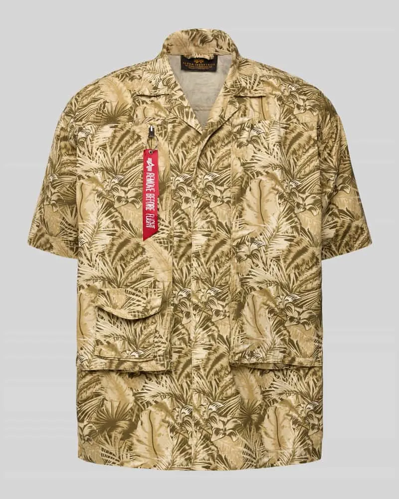 Alpha Industries Relaxed Fit Freizeithemd mit Pattentasche Modell 'Honolulu Beige