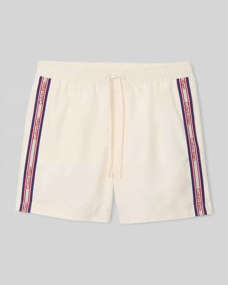 Calvin Klein Regular Fit Badeshorts mit Logo-Tape Offwhite