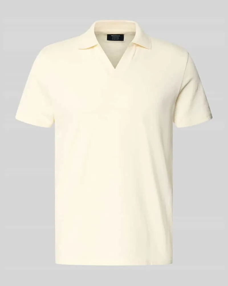 McNeal Slim Fit Poloshirt mit V-Ausschnitt Ecru