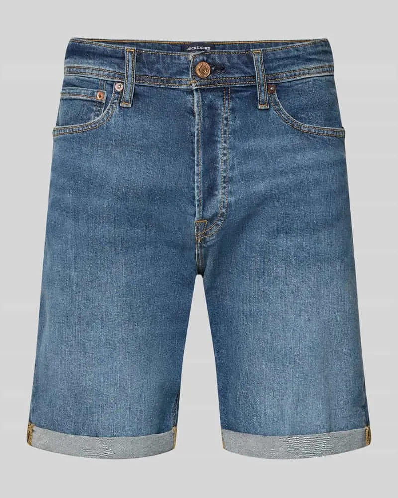 Jack & Jones Regular Fit Jeansshorts mit Umschlag Modell 'RICK Jeansblau