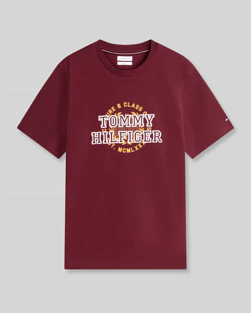 Tommy Hilfiger Regular Fit T-Shirt aus reiner Baumwolle Bordeaux