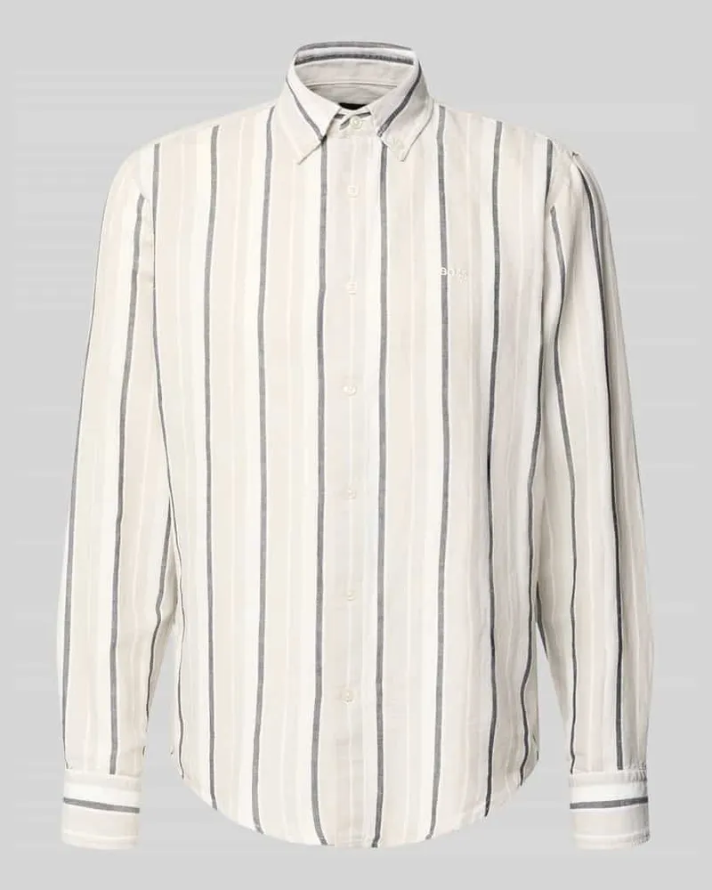 HUGO BOSS Regular Fit Freizeithemd aus Leinen-Baumwoll-Mix Modell 'RICOPLUS_M Sand