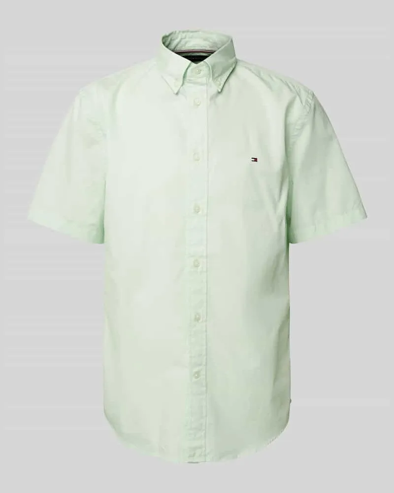 Tommy Hilfiger Regular Fit Freizeithemd mit kurzem Arm Modell 'FLEX Hellgruen