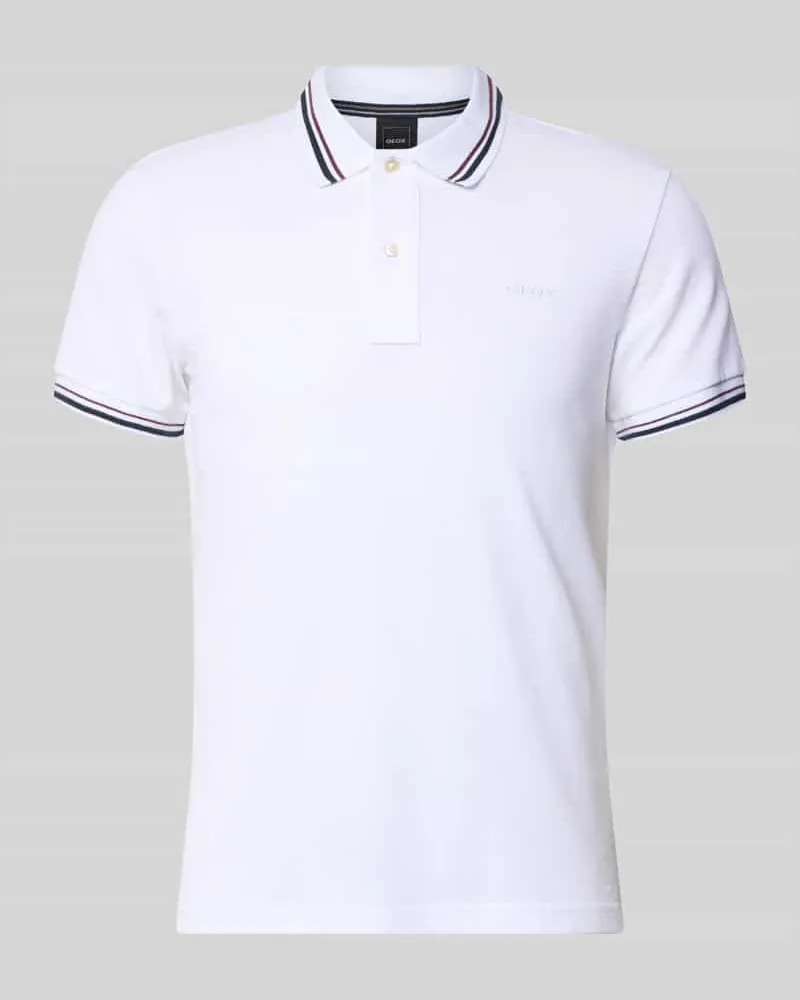 Geox Slim Fit Poloshirt mit Kontraststreifen Weiss