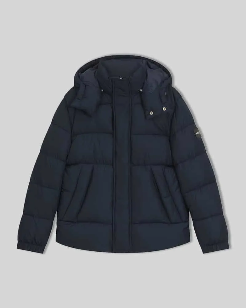 HUGO BOSS Regular Fit Steppjacke mit Stehkragen mit Druckknöpfen Marine