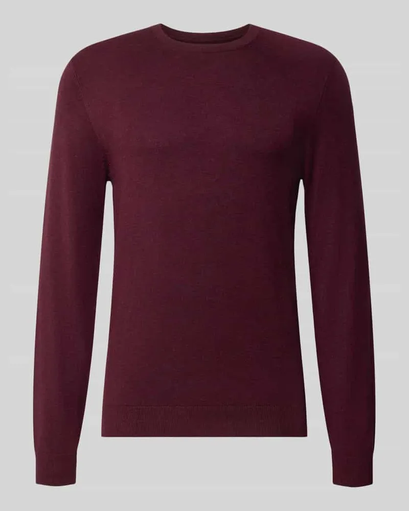 McNeal Strickpullover mit geripptem Rundhalsausschnitt Dunkelrot