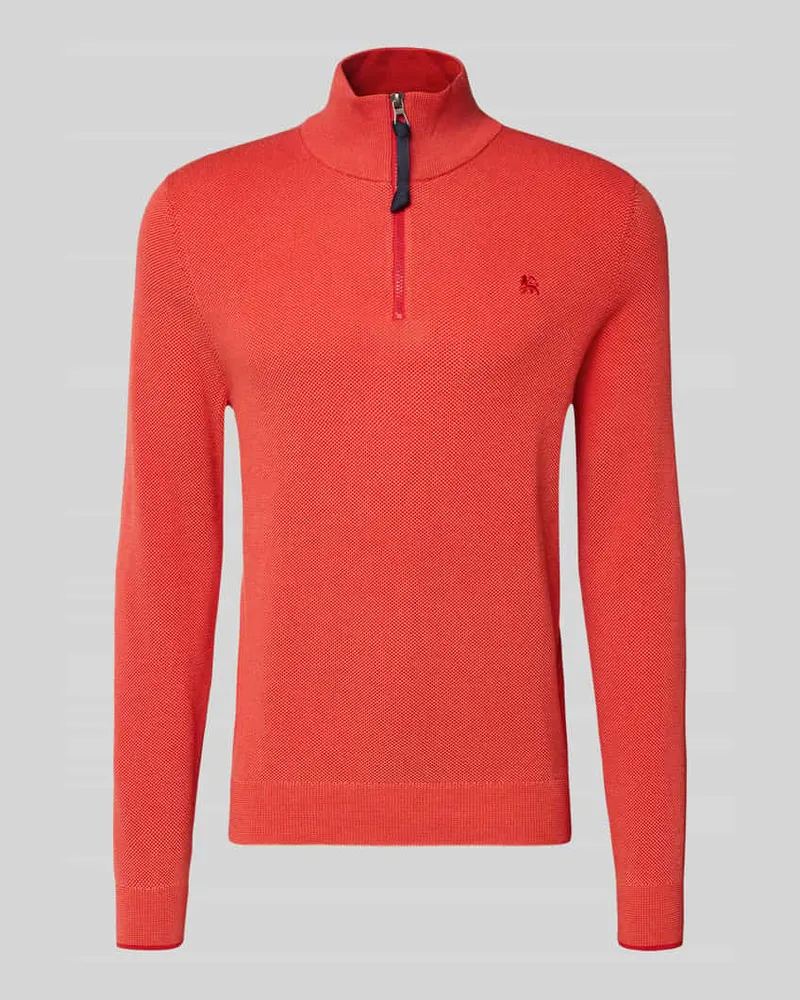 Lerros Strickpullover mit Troyer-Kragen Dunkelorange