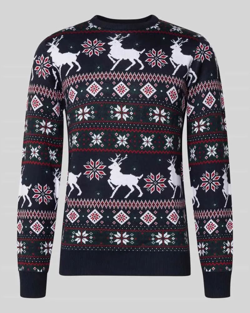 Lindbergh Strickpullover im Allover-Look Dunkelblau