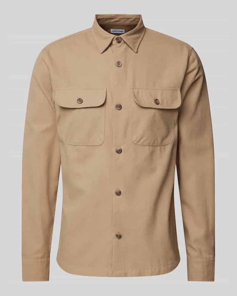 Jack & Jones Slim Fit Freizeithemd mit Brustpattentaschen Modell 'DARREN Beige