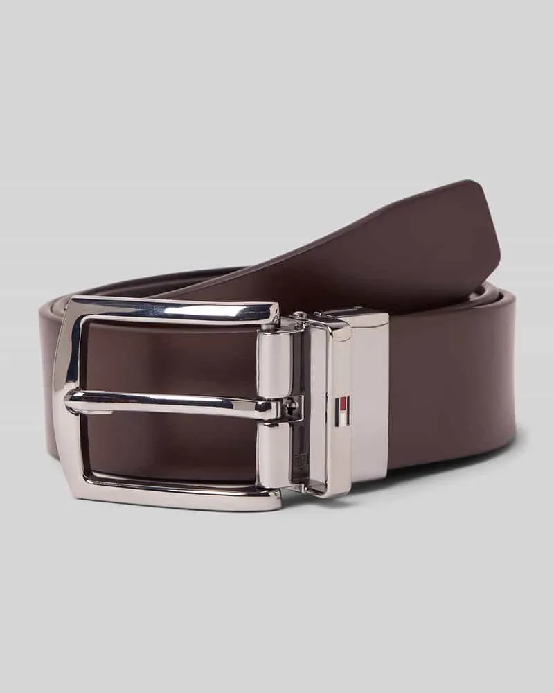 Tommy Hilfiger Ledergürtel mit Logo-Prägung Dunkelbraun