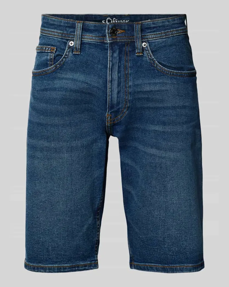S.Oliver Regular Fit Jeans-Bermudas aus Baumwoll-Mix Dunkelblau