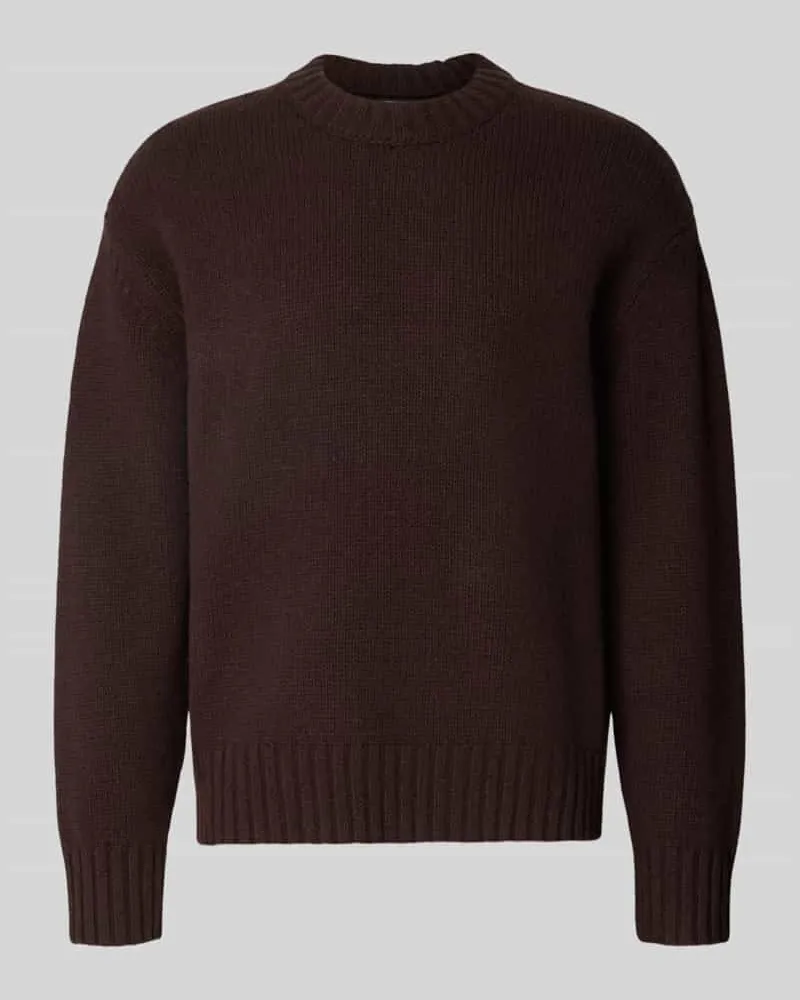 Antony Morato Relaxed Fit Strickpullover aus reiner Wolle Dunkelbraun