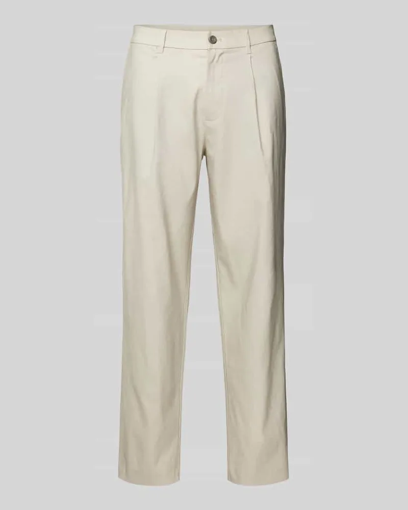 Calvin Klein Regular Fit Bundfaltenhose aus elastischem Lyocell-Leinen-Mix 