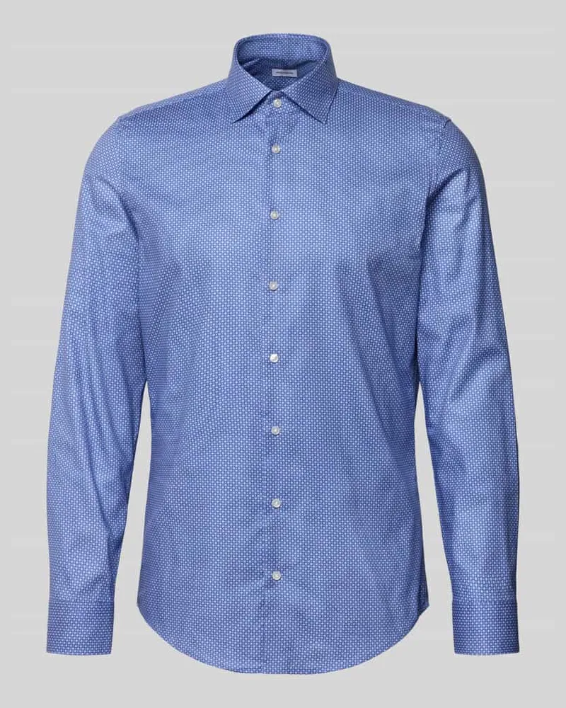 Seidensticker Slim Fit Business Hemd aus Baumwolle mit Kentkragen Blau