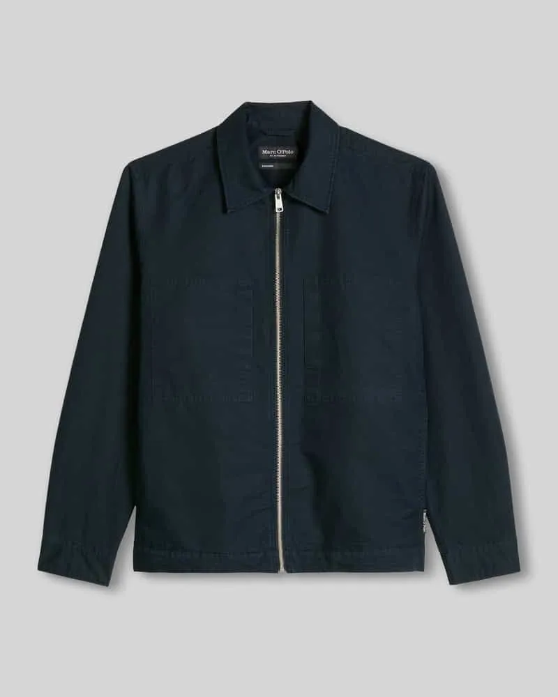 Marc O'Polo Regular Fit Hemdjacke aus Baumwoll-Leinen-Mix Marine