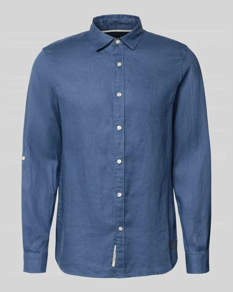 Scotch&Soda Regular Fit Leinenhemd aus reinem Leinen Modell 'CORE Jeansblau