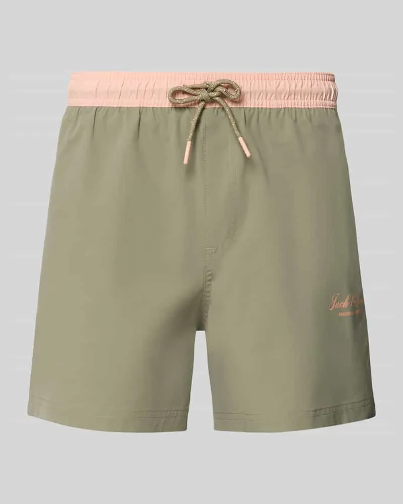 Jack & Jones Badeshorts mit Gesäßtasche Modell 'MAUI Khaki