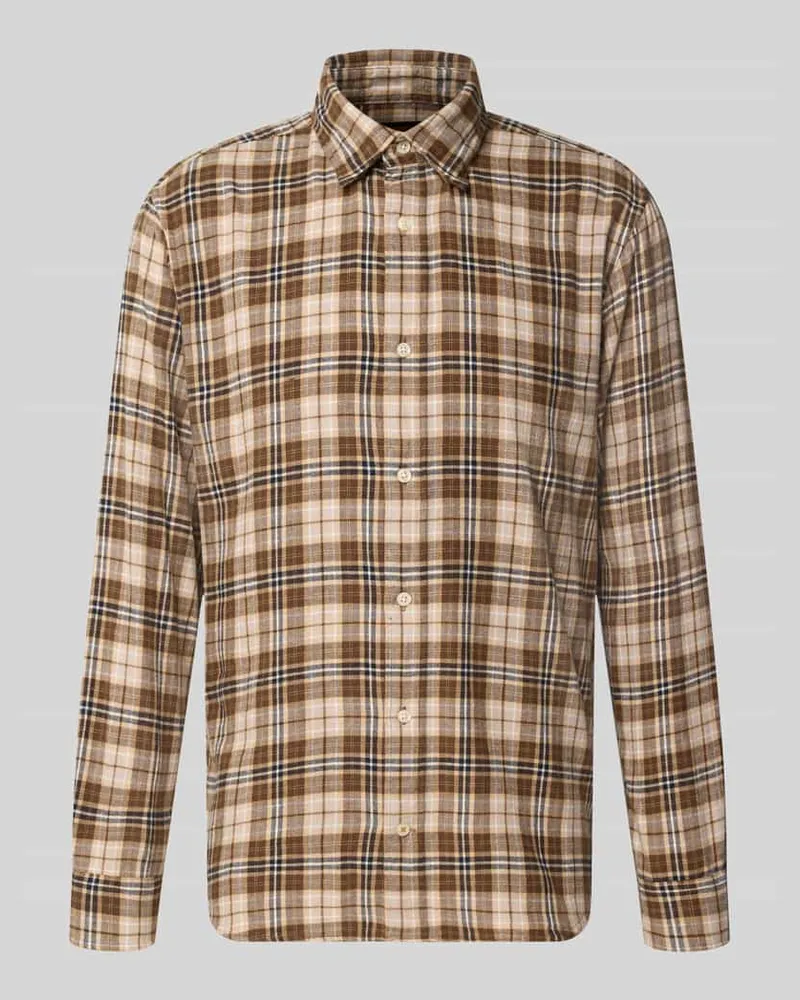 Jack & Jones Regular Fit Freizeithemd mit Kentkragen Modell 'FIELD Hellbraun