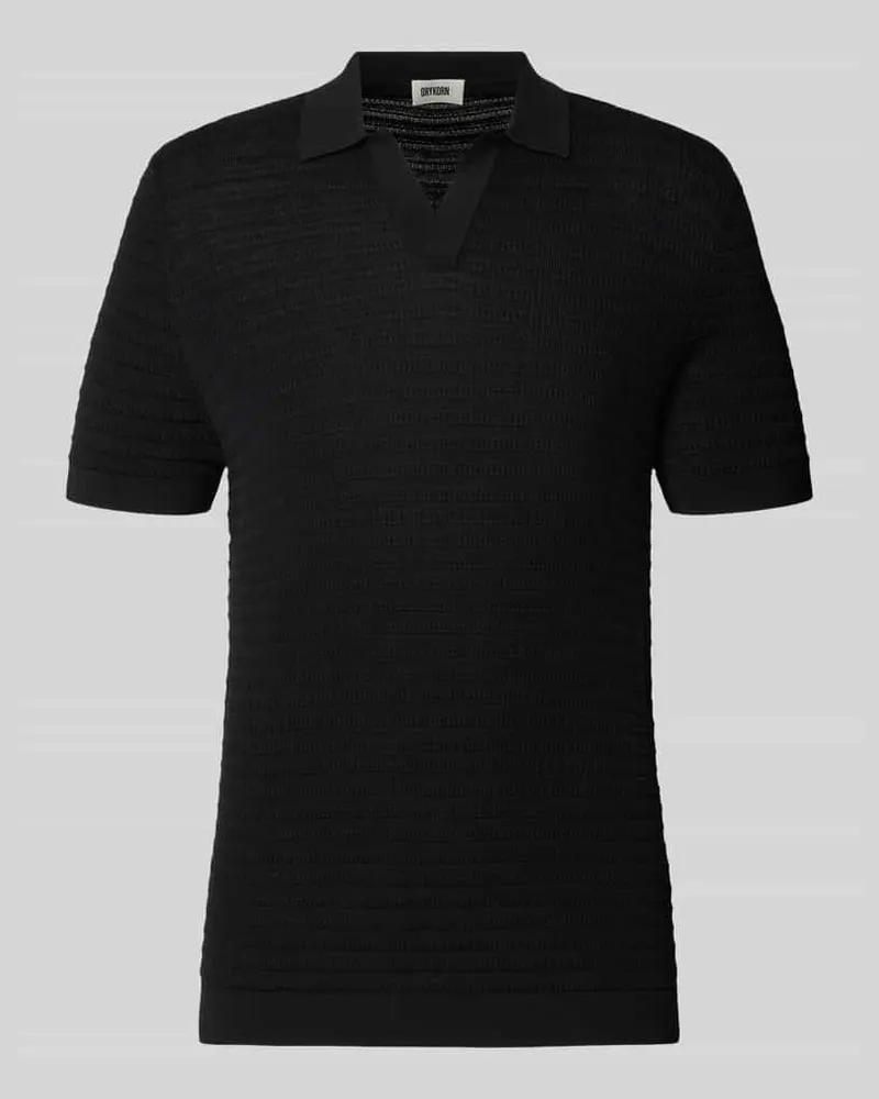Drykorn Slim Fit Strick-Poloshirt mit Strukturmuster Modell 'BRAIAN Black