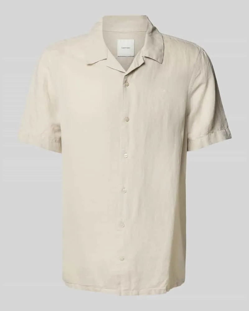 Calvin Klein Regular Fit Leinenhemd mit Reverskragen 